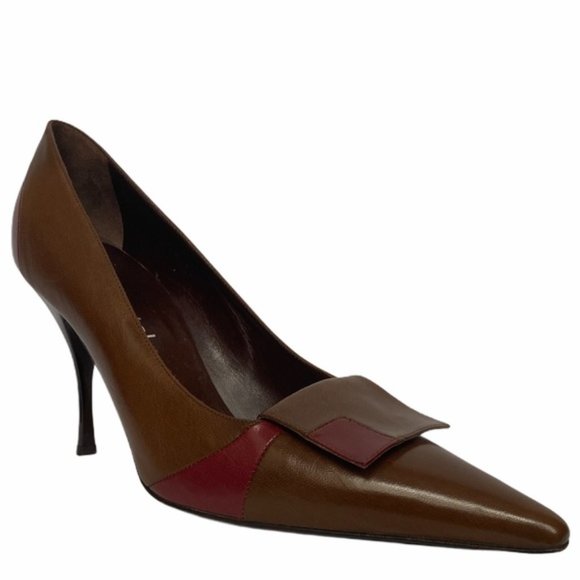 Gunmetal Brown color-block stiletto pumps NEW w/o box - Picture 1 of 12